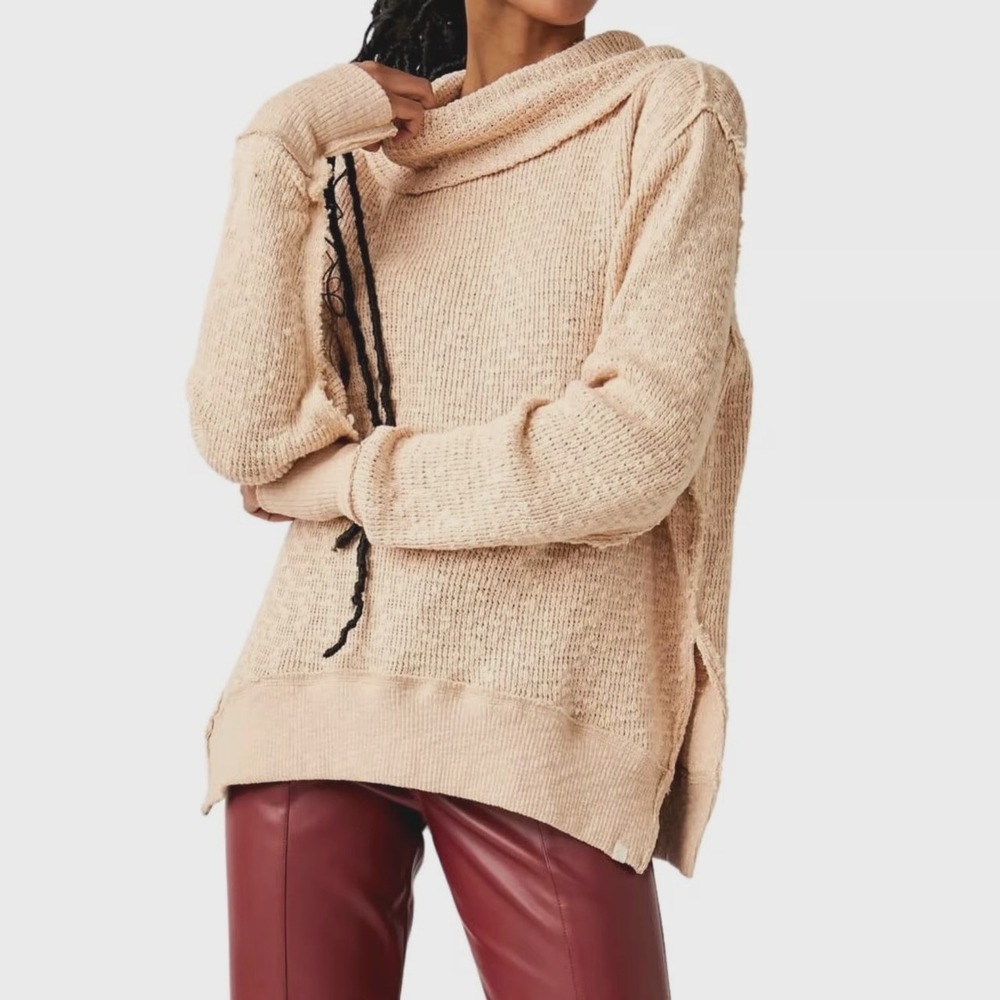 Free People We The Free Tommy Turtleneck Sweater Toasted Almond Large Slouchy L